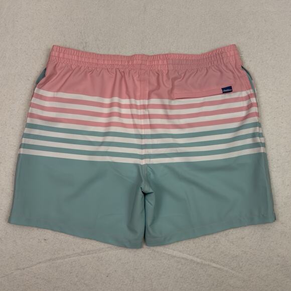 Chubbies The On The Horizons Swim Trunks XXL 5.5” Inseam Pink Teal Stripe NWT - Picture 4 of 12